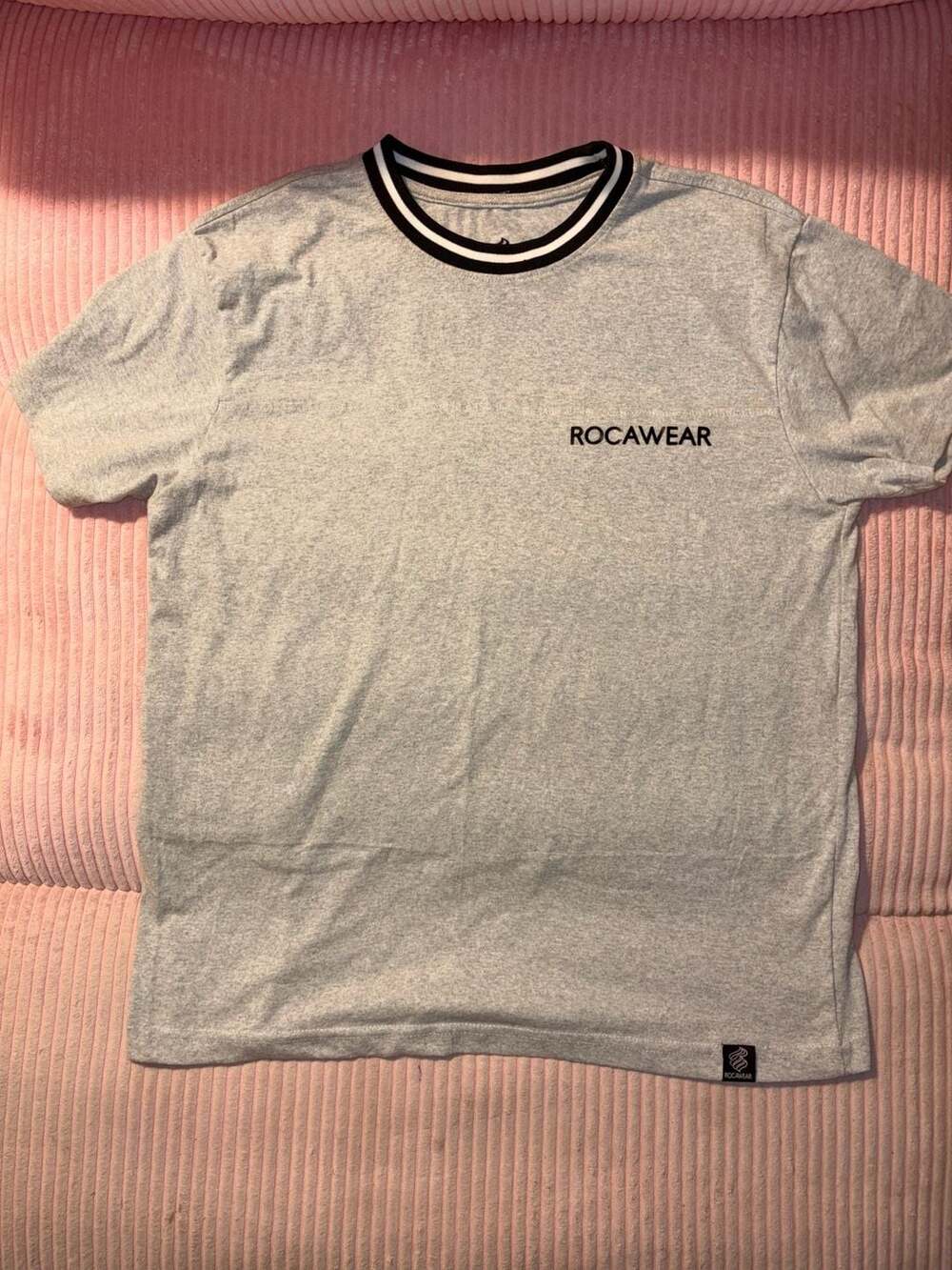 Rocawear Heather Grey Ringer T-Shirt with Black and White Collar Trim